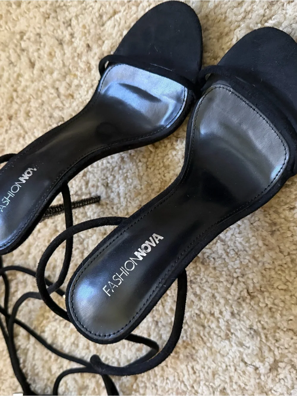 Black Lace-Up Crystal Stiletto heels 8